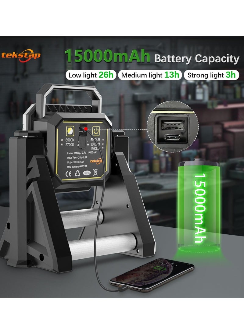 Generic Rechargeable Rotating Work Light - 360° Scalable LED with Adjustable Height  - Image 3