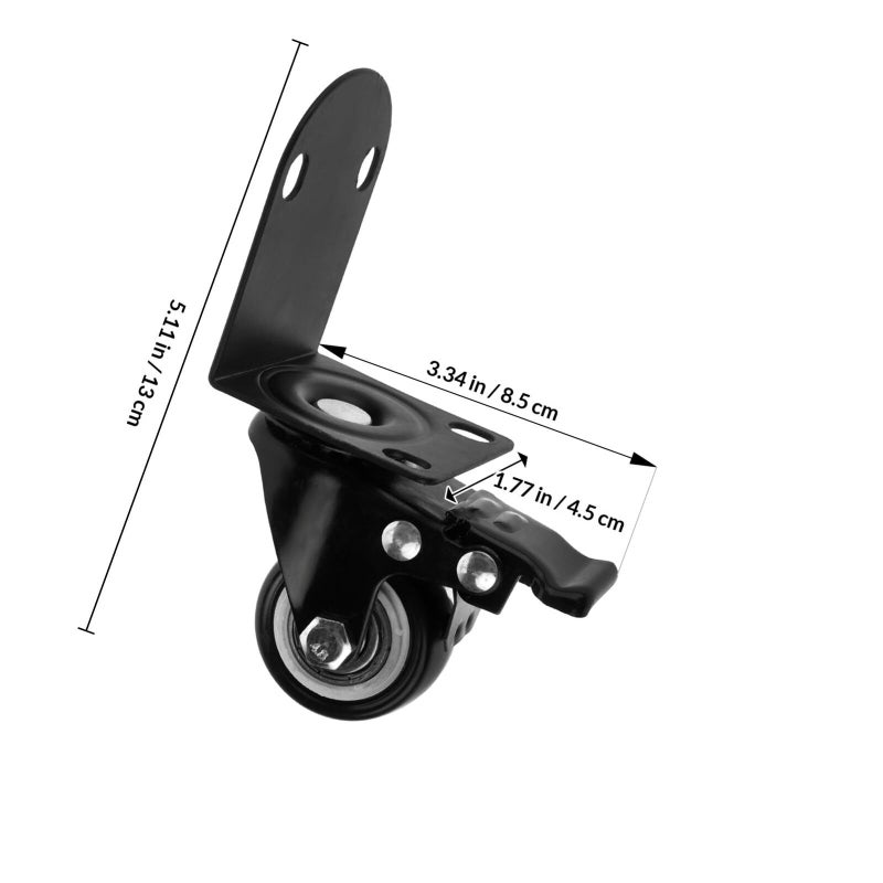 2 Pack 1.5 Inch Silent Swivel Casters With Brake Heavy Duty Plate Mount Wheels For Furniture - Image 3