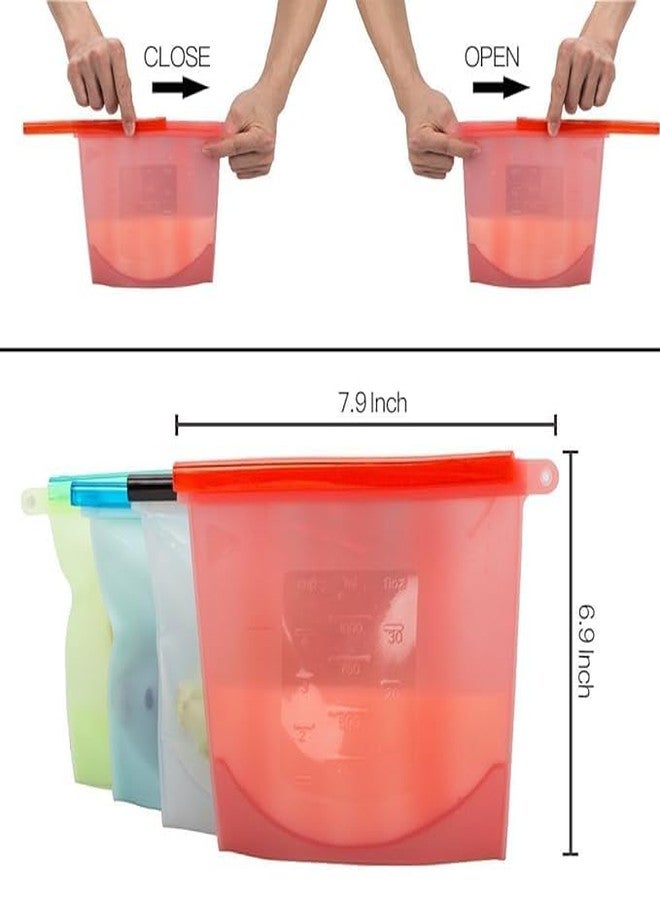 JAGDIV Reusable Silicone Vegetable Food Storage Bag Refrigerator Bags (2pcs - capacity-1000 ML)(Multicolor) - Image 2