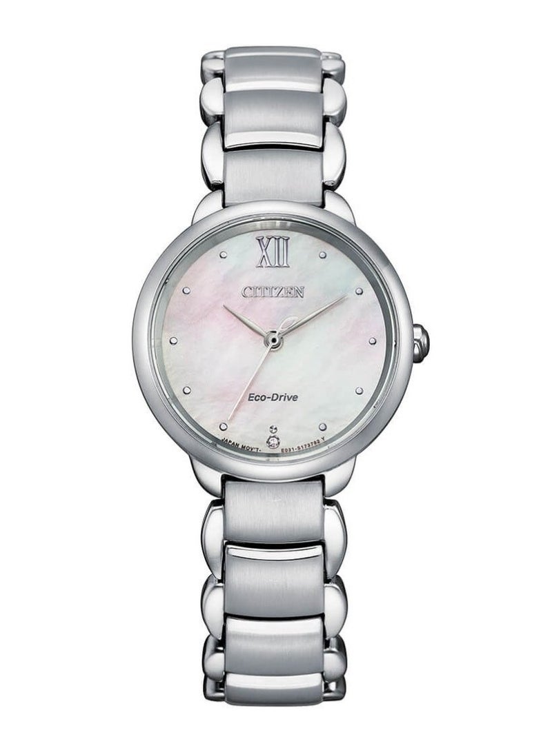 سيتيزن L Eco-Drive Women’s Watch EM0920-86D, 28 mm Mother-of-Pearl Dial, Stainless Steel Case & Bracelet, Sapphire Crystal, 50 m WR - Image 1