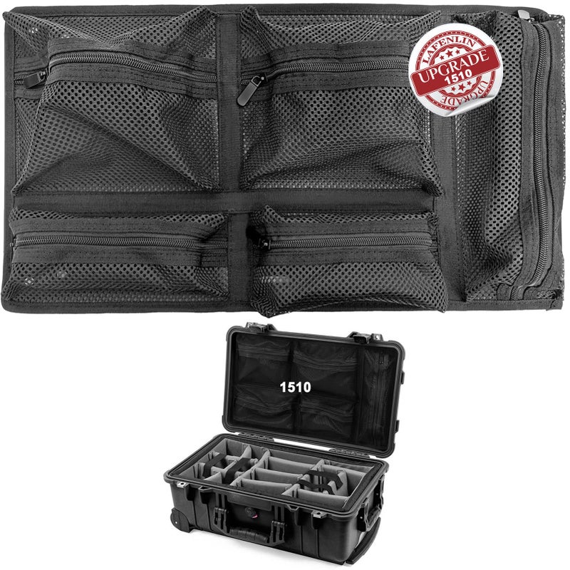 LAFENLIN UPGRADED Lid Organizer for Pelican 1510 Case 5 Thick Mesh Pockets Storage Organizer Fits Camera Cases Diving Dry Boxes Hard Cases Toolboxes Includes Screws Hook and Loop Durable - Image 2