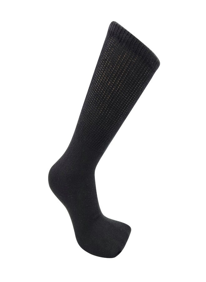 USBingoshop 12 Pairs Mens Physicians Approved Crew Diabetic Socks Cotton 10-13 (12 Pairs D-Black) - Image 2