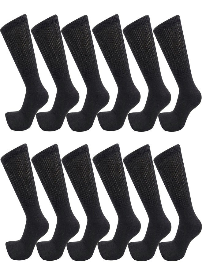 USBingoshop 12 Pairs Mens Physicians Approved Crew Diabetic Socks Cotton 10-13 (12 Pairs D-Black) - Image 5