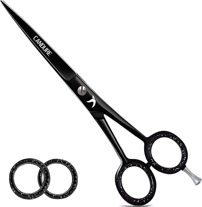 Candure CANDURE Hairdressing Barber Hair Scissor for Professional Hairdressers Barbers Stainless Steel Hair Cutting Shears For Salon Barbers Men Women Children and Adults  - Image 1
