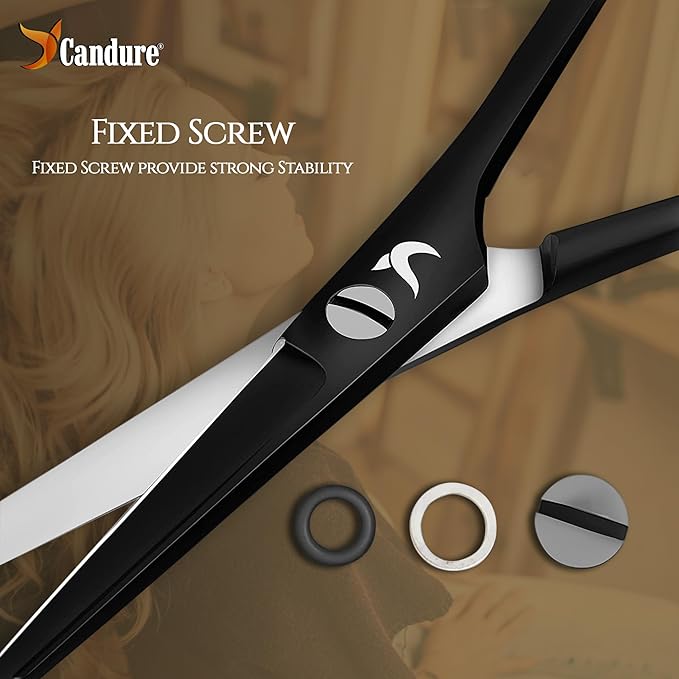 Candure CANDURE Hairdressing Barber Hair Scissor for Professional Hairdressers Barbers Stainless Steel Hair Cutting Shears For Salon Barbers Men Women Children and Adults  - Image 2