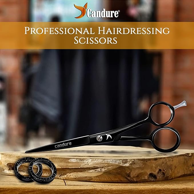 Candure CANDURE Hairdressing Barber Hair Scissor for Professional Hairdressers Barbers Stainless Steel Hair Cutting Shears For Salon Barbers Men Women Children and Adults  - Image 5