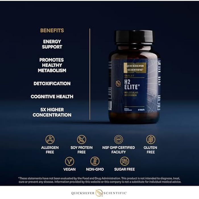 Quicksilver Scientific H2 Elite - Molecular Hydrogen for Energy + Metabolism Support, Water Tablets Perfect for Open Containers - Magnesium Malate Drink Additive (60 Molecular Hydrogen Tablets) - Image 4
