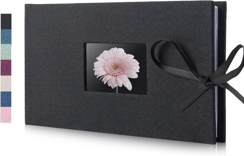 Fabmaker Small Photo Album 4x6, Picture Album Holds 24 Horizontal Photos, Linen Fabric Cover Picture Book for Photos with Front Window, Mini Brag Book Photo Books for Weddings Baby Family Boudoir - Image 1