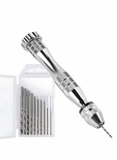 Y&D Resin Molds Silicone 12 cm Steel Hand Drill with 10 PCS Bits (0.8-3 mm), Precision Tools for Plastic Wood Polymer Clay, DIY Jewelry Keychain Pendant Making  - Image 1