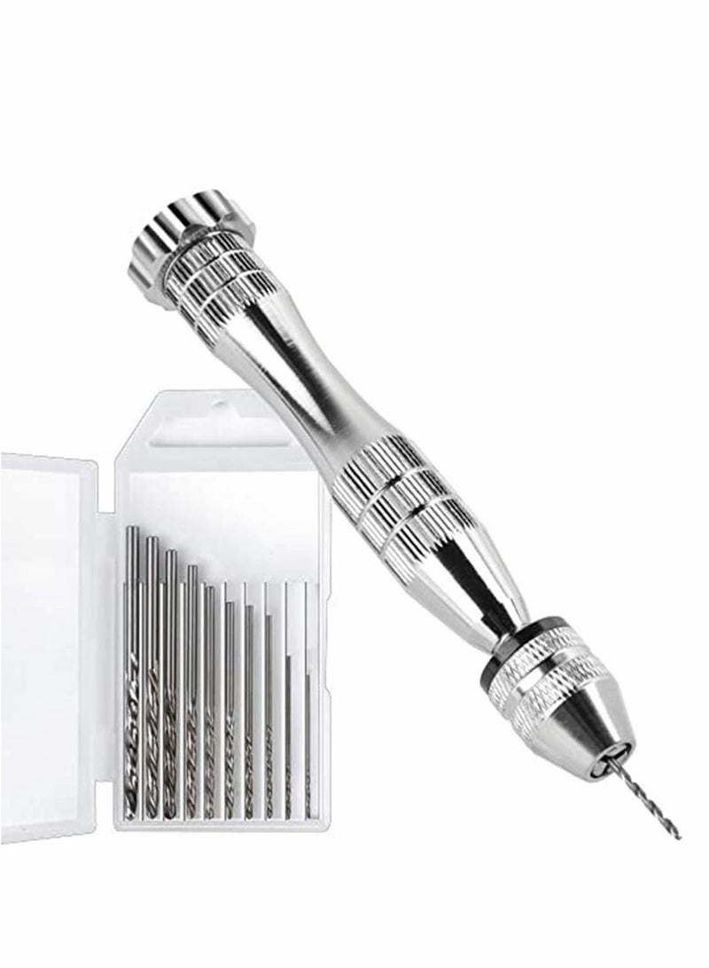 Y&D Resin Molds Silicone 12 cm Steel Hand Drill with 10 PCS Bits (0.8-3 mm), Precision Tools for Plastic Wood Polymer Clay, DIY Jewelry Keychain Pendant Making  - Image 1