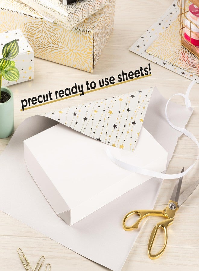 Plum Designs Gift Wrapping Paper Sheets- Elegant Gift Wrap, Fancy Gold and White Wrapping Paper for Men or Women, 14 Sheets Gift Wrap Paper for Christmas, Wedding, Birthday, Anniversary, or Any Occasion! - Image 5