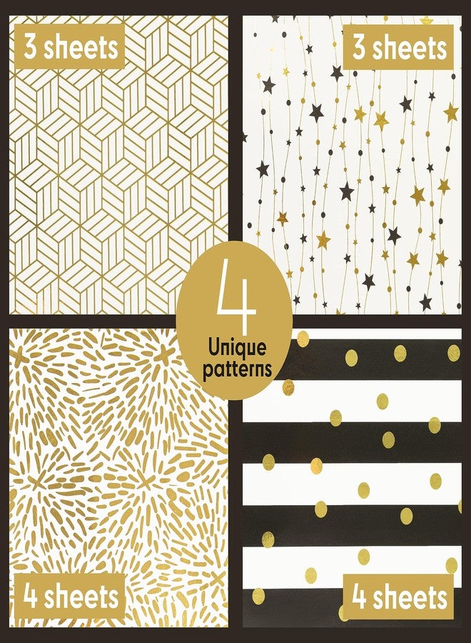 Plum Designs Gift Wrapping Paper Sheets- Elegant Gift Wrap, Fancy Gold and White Wrapping Paper for Men or Women, 14 Sheets Gift Wrap Paper for Christmas, Wedding, Birthday, Anniversary, or Any Occasion! - Image 3