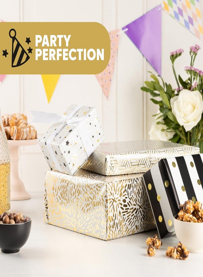 Plum Designs Gift Wrapping Paper Sheets- Elegant Gift Wrap, Fancy Gold and White Wrapping Paper for Men or Women, 14 Sheets Gift Wrap Paper for Christmas, Wedding, Birthday, Anniversary, or Any Occasion! - Image 2