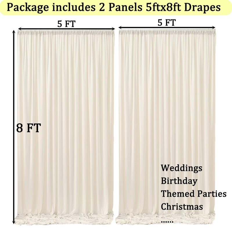 NSSONBEN 10ft x 8ft Ivory Backdrop Curtain for Parties, Polyester Photo Backdrop Drapes for Wedding Birthday Baby Shower Party Photography Background Home Decor - Image 4