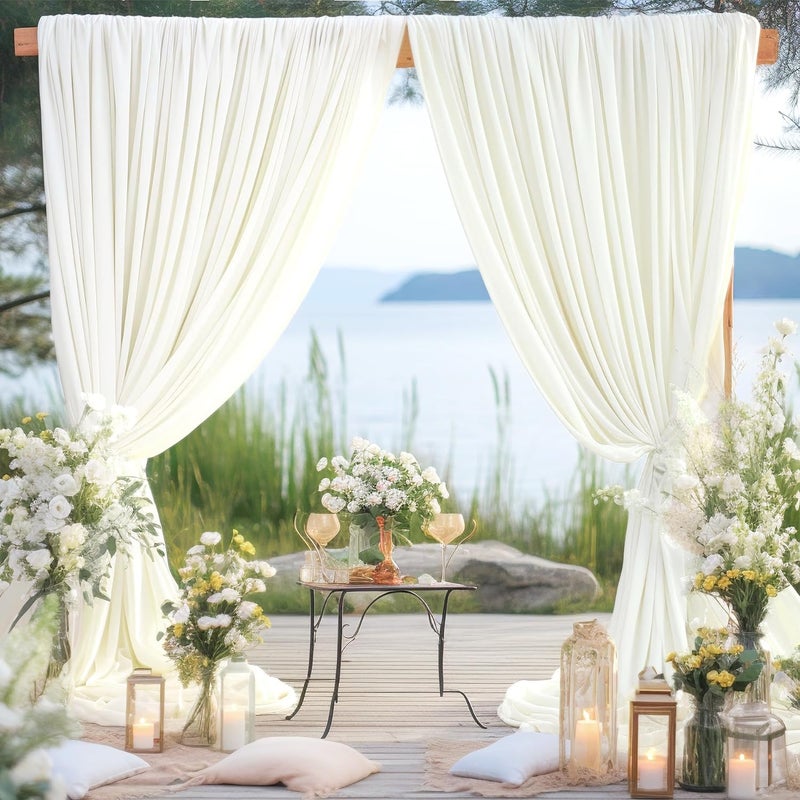 NSSONBEN 10ft x 8ft Ivory Backdrop Curtain for Parties, Polyester Photo Backdrop Drapes for Wedding Birthday Baby Shower Party Photography Background Home Decor - Image 3