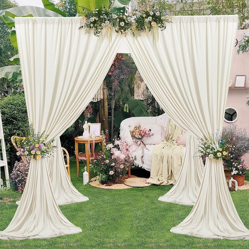 NSSONBEN 10ft x 8ft Ivory Backdrop Curtain for Parties, Polyester Photo Backdrop Drapes for Wedding Birthday Baby Shower Party Photography Background Home Decor - Image 5