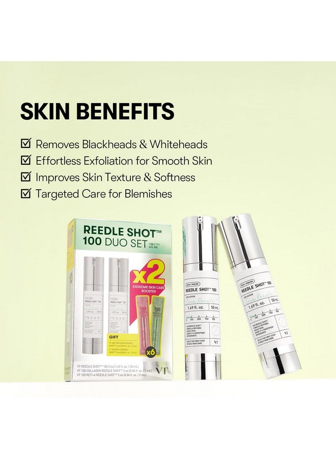 VT COSMETICS VT COSMETICS Reedle Shot 100 Duo Set with Collagen & Retinol Reedle Shot Pouch (Gift) - Exosome Microneedling Serum, Exfoliating, Soft & Glass Skin, Korean Skincare (1.69 fl. oz x2 / 0.06 fl. oz x6) - Image 4