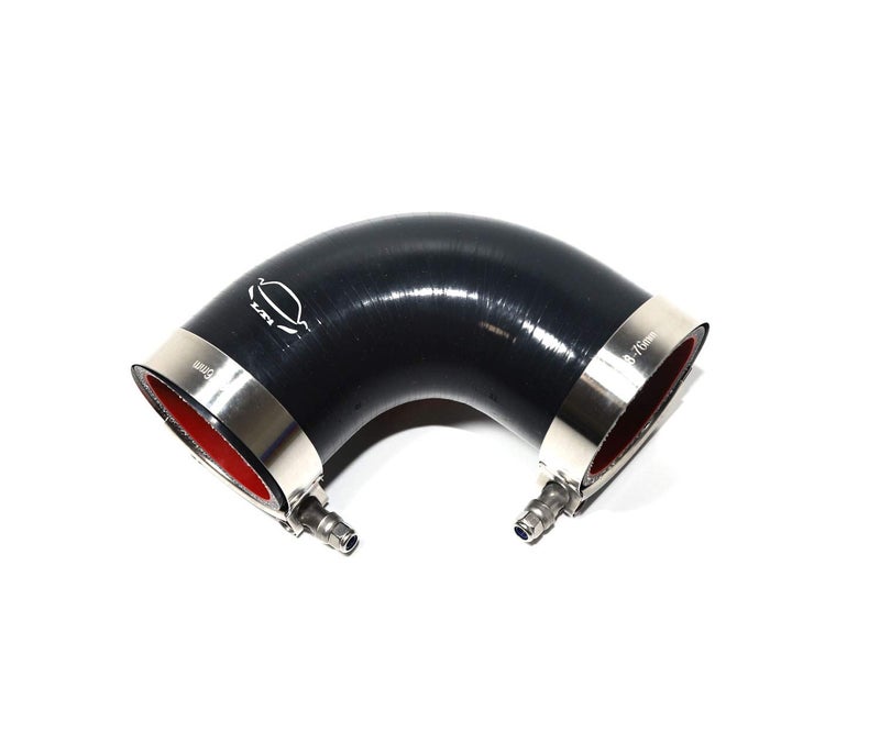TenkeAuto 4-Ply Reinforced 2.5" ID 90 Degree Elbow Silicone Hose Coupler With T Bolt Clamp for Turbo/Intercooler/Piping (2.5'' Black) - Image 2