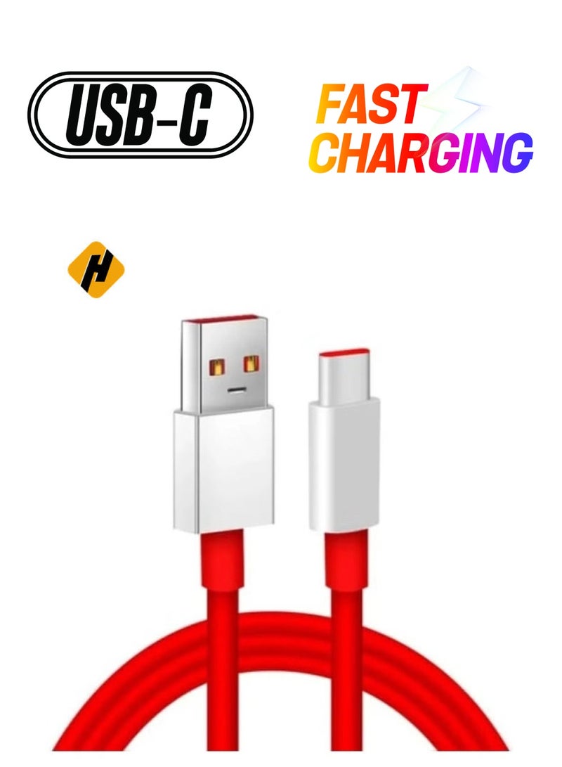 HuHa "Ultra-Fast USB Type-C Cable – Perfect for OnePlus 11, 10 Pro, Nord N20, 8T, & More (Dynamic Red)" - Image 1