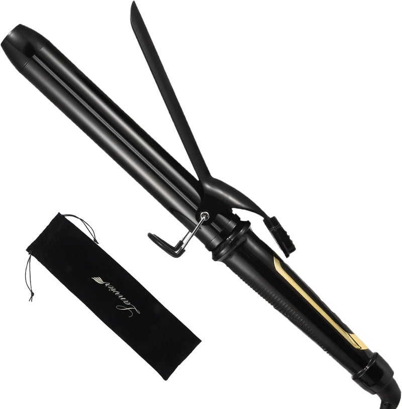 LANVIER 125 Inch Curling Iron Extra Long Barrel 1 14 Inch Curling Iron for Long Hair up to 450F Worldwide Dual Voltage Hair Curler for Traveling Hair Waving Style Tool Black