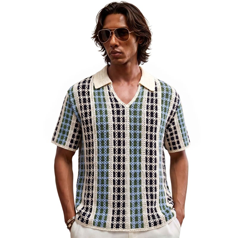 Men's Striped Casual Polo Shirt - Image 1