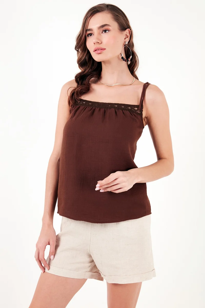 Lela Cotton Regular Fit String Strap Blouse Women's Blouse 611BZ0299
