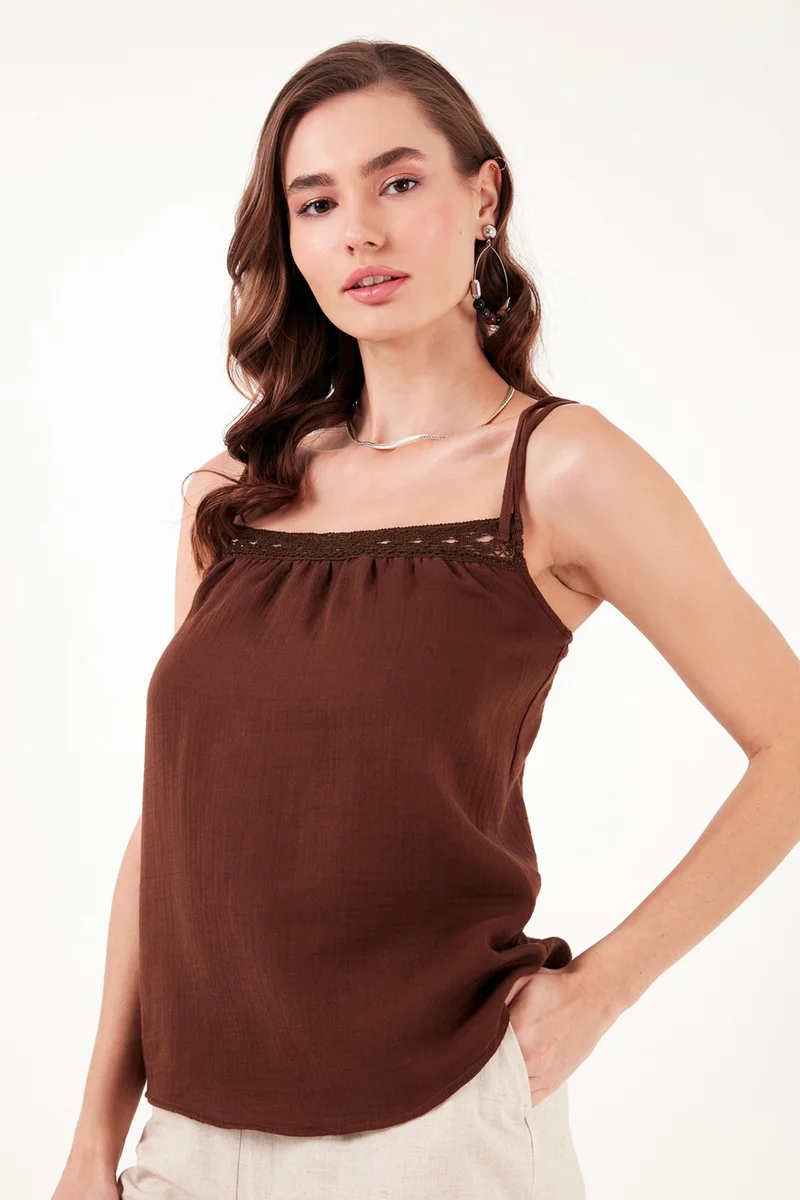 Lela Cotton Regular Fit String Strap Blouse Women's Blouse 611BZ0299