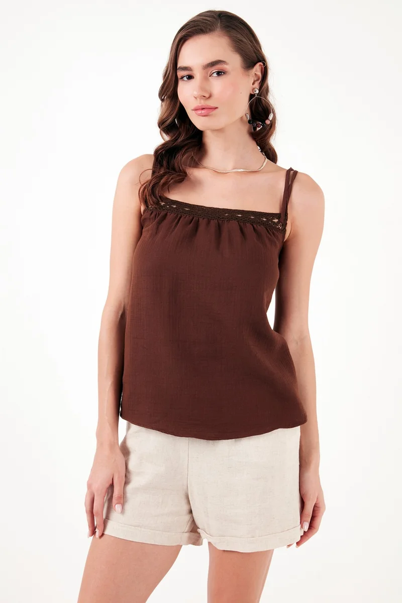 Lela Cotton Regular Fit String Strap Blouse Women's Blouse 611BZ0299