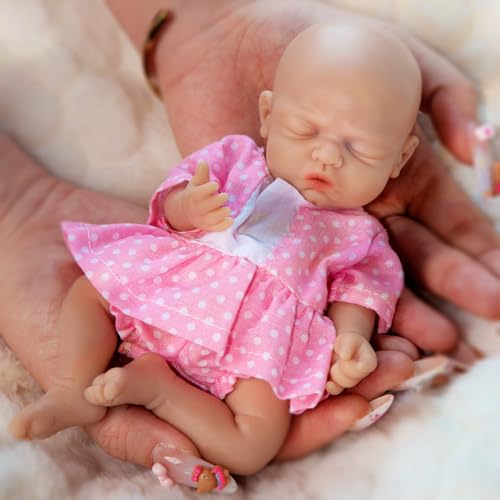 Vollence 7 inch Mini Preemie Full Body Silicone Baby Girl Doll Lifelike Tiny Small Reborn Babies Dolls Surprice Children AntiStress for Kids - Image 1