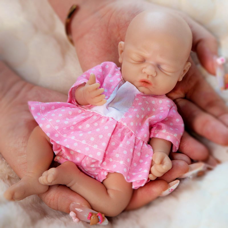 Vollence 7 inch Mini Preemie Full Body Silicone Baby Girl Doll Lifelike Tiny Small Reborn Babies Dolls Surprice Children AntiStress for Kids - Image 3