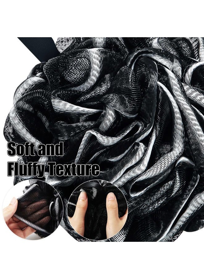 Shellwei 32 Pcs Bath Sponge Shower Loofahs Bulk 60 g Charcoal Body Shower Sponge Large Mesh Puff Soft Scrubber for Men and Women Exfoliating Pouf Balls with Bathing Accessories(Black White) - Image 5