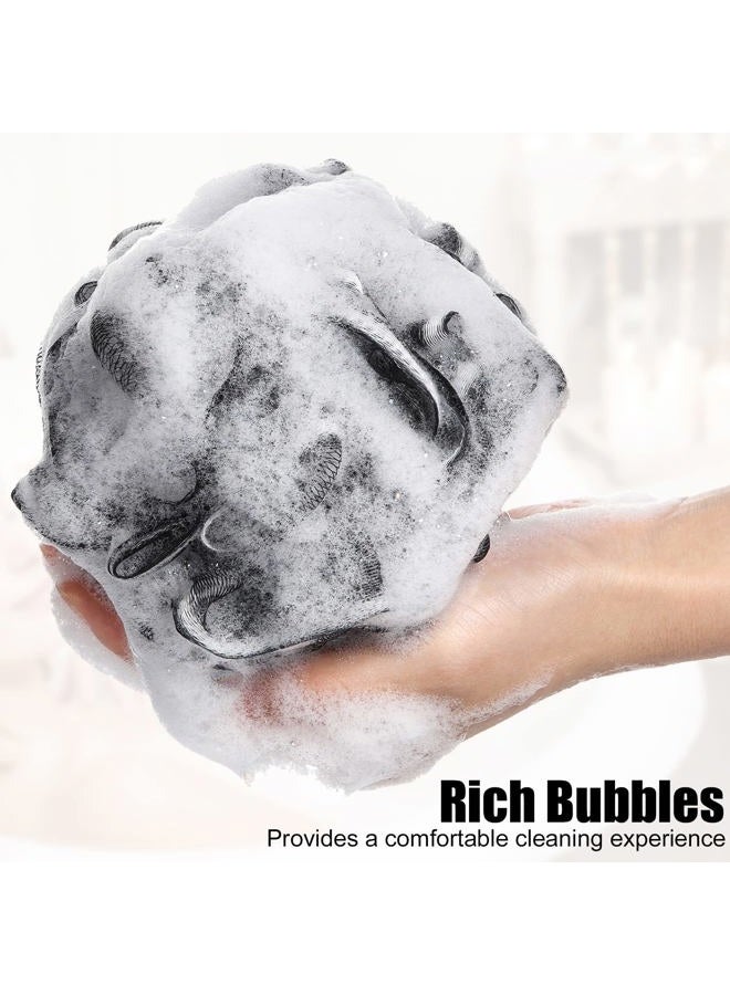 Shellwei 32 Pcs Bath Sponge Shower Loofahs Bulk 60 g Charcoal Body Shower Sponge Large Mesh Puff Soft Scrubber for Men and Women Exfoliating Pouf Balls with Bathing Accessories(Black White) - Image 4