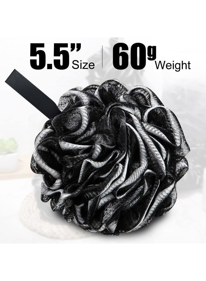 Shellwei 32 Pcs Bath Sponge Shower Loofahs Bulk 60 g Charcoal Body Shower Sponge Large Mesh Puff Soft Scrubber for Men and Women Exfoliating Pouf Balls with Bathing Accessories(Black White) - Image 3