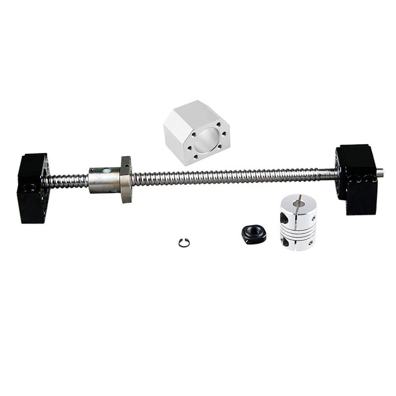 CHUANGNENG Ball Screw CNC Parts SFU1605 RM1605 16mm 800mm with Metal Deflector Ball Screw nut BK/BF12 End Supports Ball NUT HOUSINGS 1pcs Coupler with end Machining,Length Approx 31.49inch/800mm - Image 1