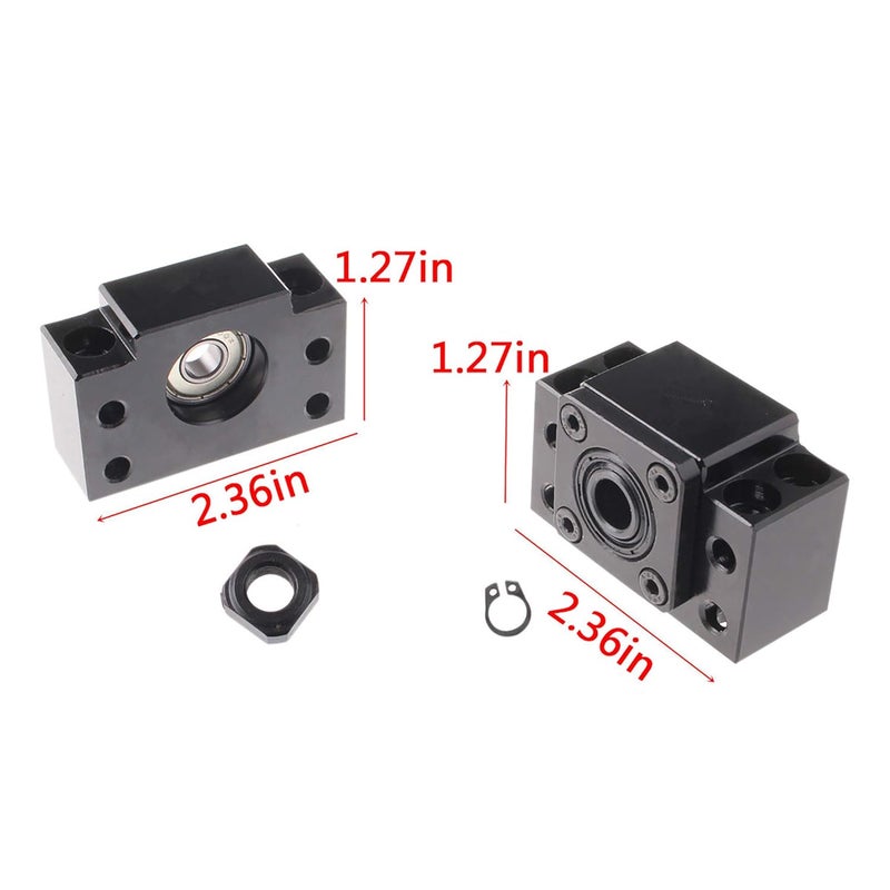 CHUANGNENG Ball Screw CNC Parts SFU1605 RM1605 16mm 800mm with Metal Deflector Ball Screw nut BK/BF12 End Supports Ball NUT HOUSINGS 1pcs Coupler with end Machining,Length Approx 31.49inch/800mm - Image 5
