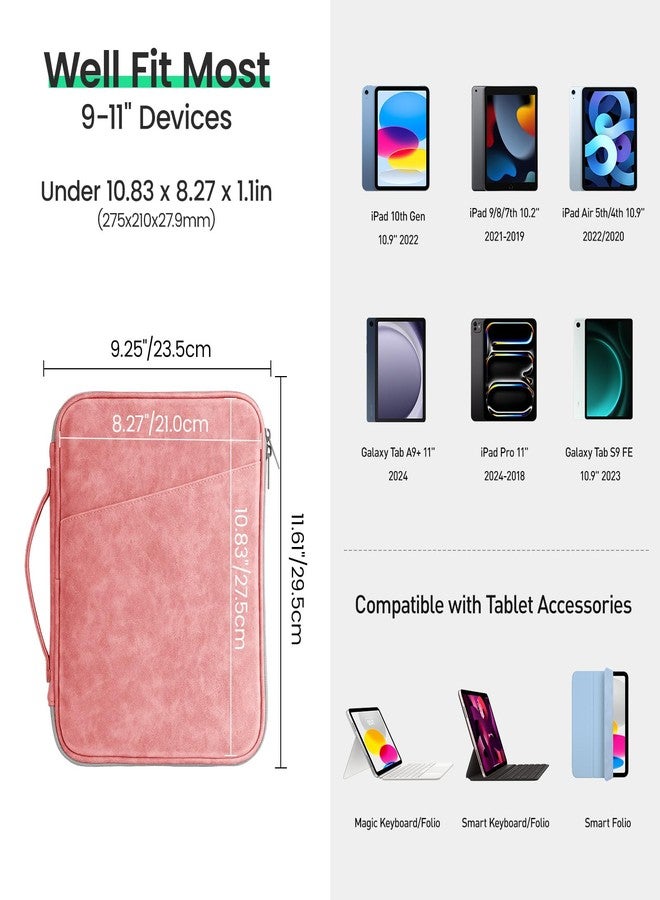 دتو حقيبة DTTO لحماية الأجهزة اللوحية من 9 إلى 11 بوصة، مناسبة لأجهزة iPad وGalaxy Tab وSurface Go وFire HD 10، حقيبة سفر مقاومة للماء بمقبض، لون وردي - Image 2