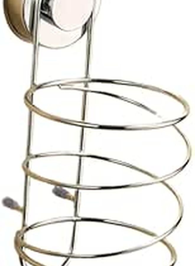 Hair Dryer Wall Mount Holder With Strong Suction Cup Silver Finish Space Saving Design - Image 1