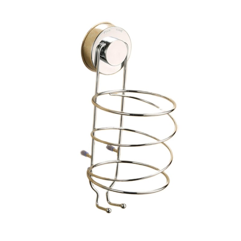 Hair Dryer Wall Mount Holder With Strong Suction Cup Silver Finish Space Saving Design - Image 2
