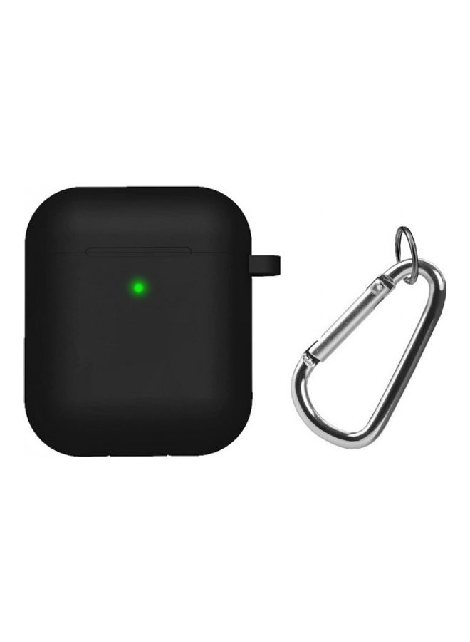 MARGOUN Apple AirPods 1st and 2nd Generation Protective Silicone Case Cover Skin with Key Chain Carabiner Black - Image 2