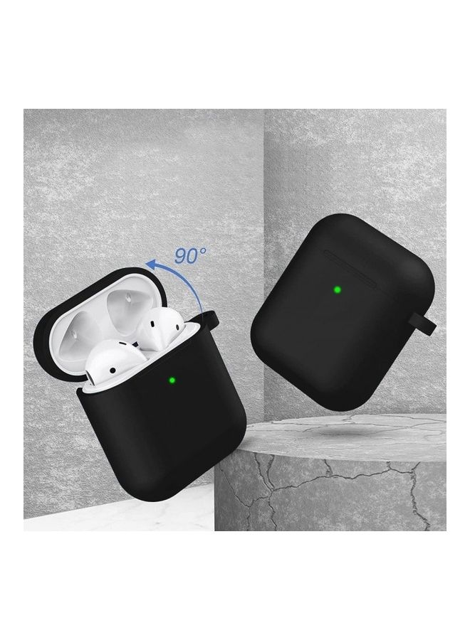 MARGOUN Apple AirPods 1st and 2nd Generation Protective Silicone Case Cover Skin with Key Chain Carabiner Black - Image 4