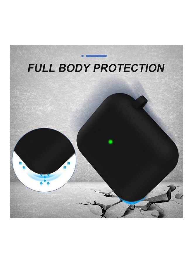 MARGOUN Apple AirPods 1st and 2nd Generation Protective Silicone Case Cover Skin with Key Chain Carabiner Black - Image 3
