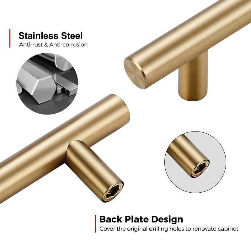 JOY DECOR 30 Pack Champagne Bronze Cabinet Pulls â€“ 5 Inch Length, 3 Inch (76mm) Hole Center â€“ Stainless Steel Kitchen Cabinet Handles for Drawer and Cupboard - Image 4