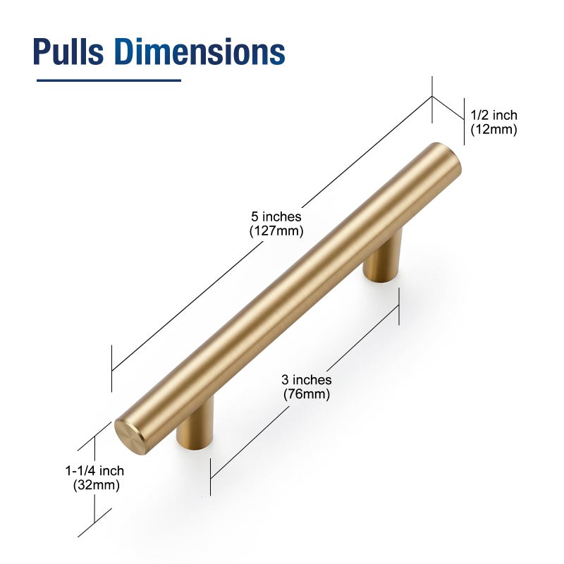 JOY DECOR 30 Pack Champagne Bronze Cabinet Pulls â€“ 5 Inch Length, 3 Inch (76mm) Hole Center â€“ Stainless Steel Kitchen Cabinet Handles for Drawer and Cupboard - Image 3