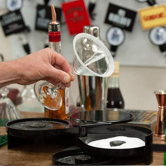 THE CHEFYARD STORE THE CHEFYARD STORE 3Tier Glass RimmerMargarita Cocktail Salt and Sugar with Sponge Black1 Piece Use in Home Bars Pubs Cafes Hotels  - Image 4
