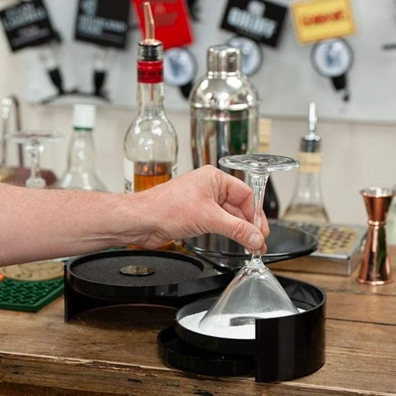 THE CHEFYARD STORE THE CHEFYARD STORE 3Tier Glass RimmerMargarita Cocktail Salt and Sugar with Sponge Black1 Piece Use in Home Bars Pubs Cafes Hotels  - Image 3