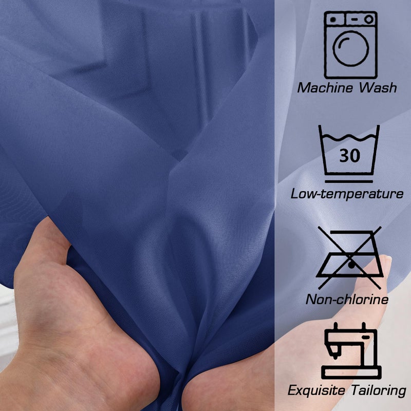 OWENIE Sheer Curtains 54 Inch Length 2 Panels Set  Royal Blue Clear Sheer Short Curtains for Small Window  Light Filtering Rod Pocket Curtain Sheers  2 Pcs 84 Width 54 Long  Royal Blue - Image 3