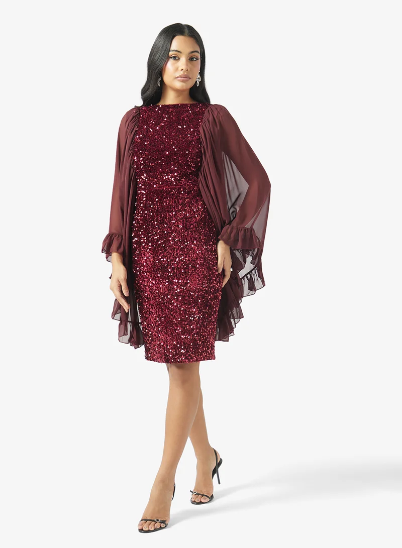 جولدن ابل Solid Sequin Detailed Mini Dress
