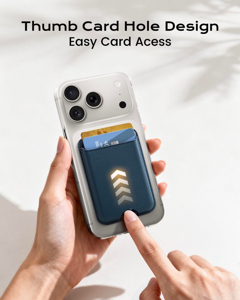 KPNEOL Magnetic Mag-safe Wallet Cell Phone Card Holder for Phone Case with Mag-Safe, Stronger Magnetic RFID Leather Stick on Phone Wallet Compatible with iPhone 17/16/15/14/13/12 Series,Navy Blue Color - Image 3