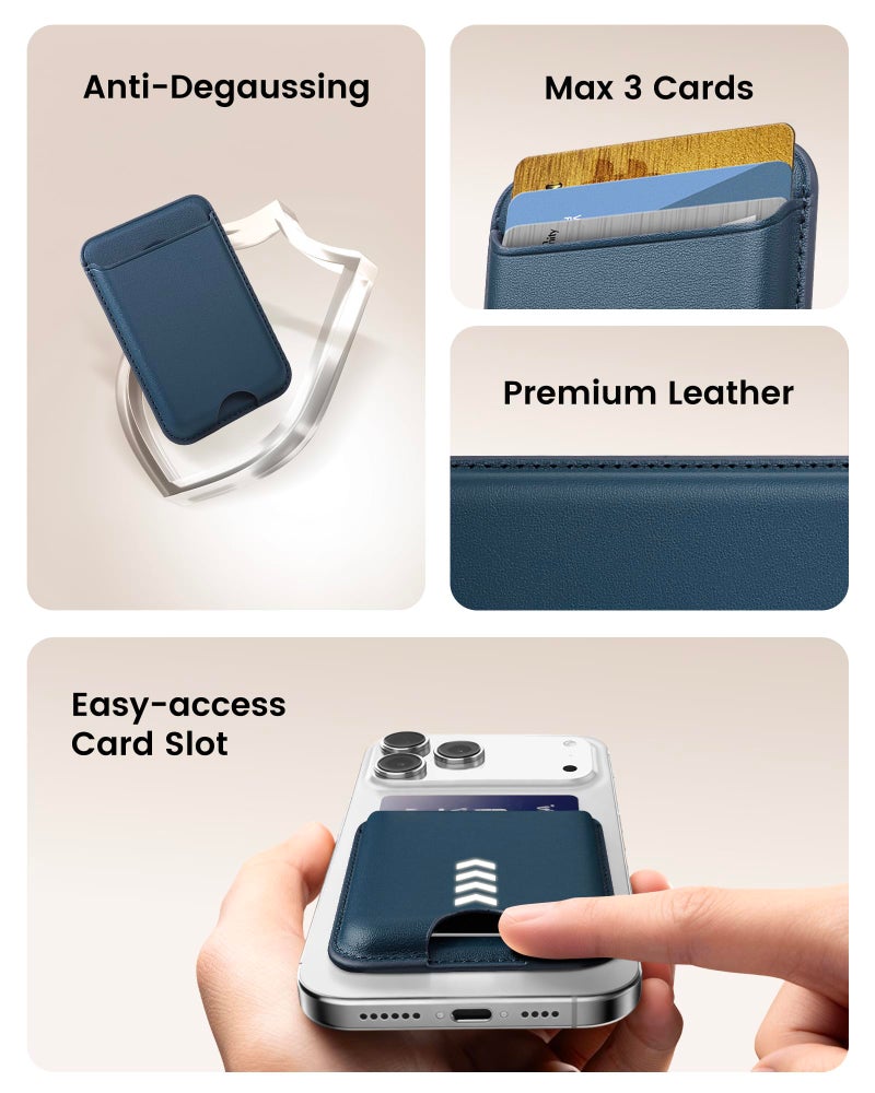 KPNEOL Magnetic Mag-safe Wallet Cell Phone Card Holder for Phone Case with Mag-Safe, Stronger Magnetic RFID Leather Stick on Phone Wallet Compatible with iPhone 17/16/15/14/13/12 Series,Navy Blue Color - Image 5