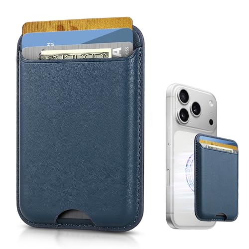 KPNEOL Magnetic Mag-safe Wallet Cell Phone Card Holder for Phone Case with Mag-Safe, Stronger Magnetic RFID Leather Stick on Phone Wallet Compatible with iPhone 17/16/15/14/13/12 Series,Navy Blue Color - Image 1